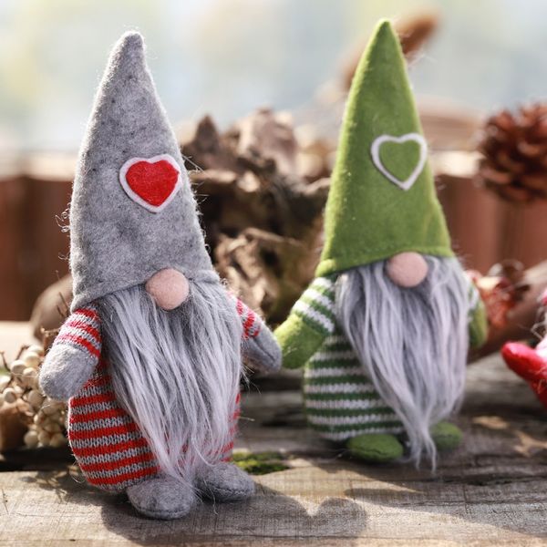 

handmade gnome santa christmas figurines ornament christmas non-woven hat with heart holiday table decor festive present