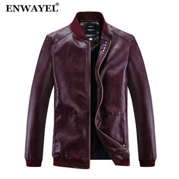 

enwayel 2018 autumn faux leather jackets men jackets coat vintage motorcycle pu male leather jacket men casual moto ew8003, Black