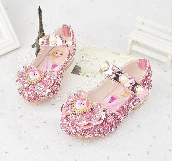 

kids girls wedding dress shoes children princess shoes bowtie purple leather for girls casual high heels, Black;red