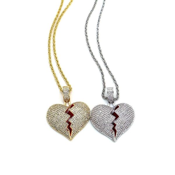 

broken heart pendant necklace diamonds pendants golden silver twist chain jewelry sweater chain accessories 2018 new ing