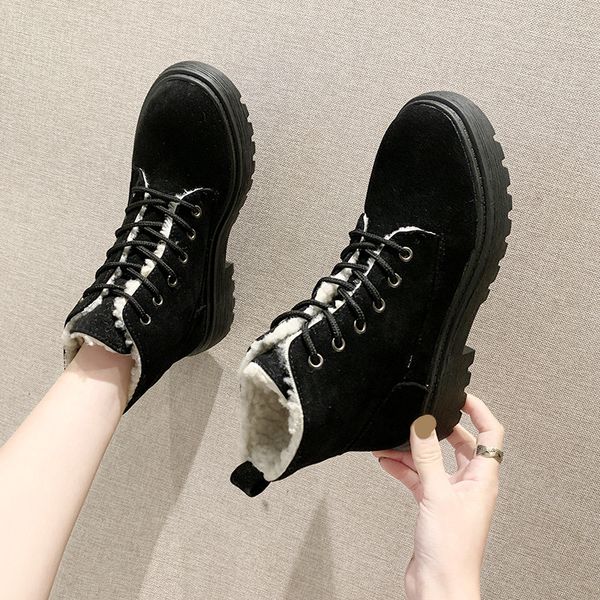 

women's mid calf boots booties woman 2019 low heel autumn shoes winter footwear luxury designer lace up boots-women round toe, Black