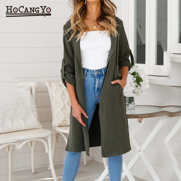 

hcyo женщины повседневные trenchcoat женщины поворотный воротник тонкий траншеи верхняя одежда сплошной цвет траншеи пальто женской веткой, Tan;black