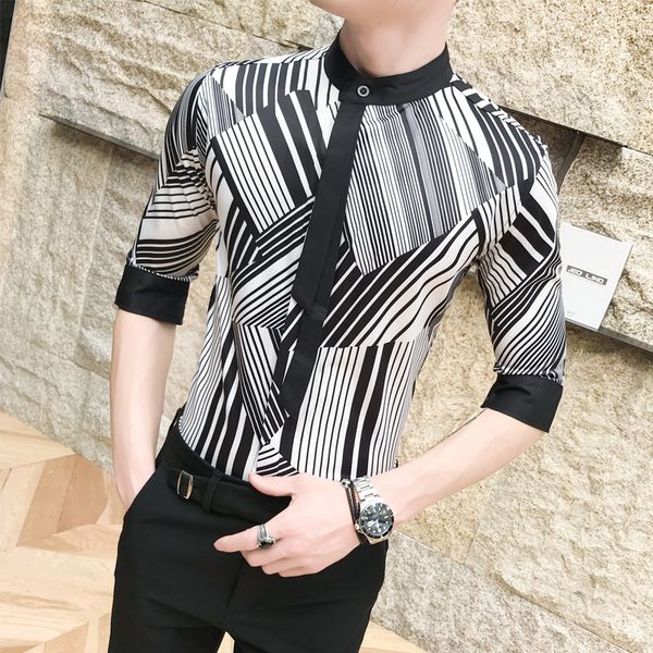 

fashion shirt men short sleeve holidays hawaiian shirt mens camisa masculina 2019 summer streetwear print beach shirts for men, White;black