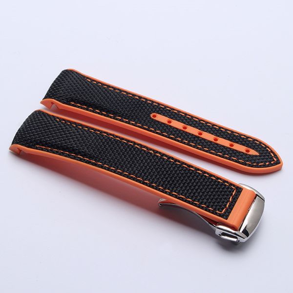 

22мм Мужчины Женщины Оранжевый Водонепроницаемый Дайвинг Силикон шовный Черный ч