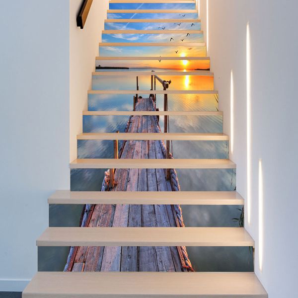 13pcs Rainbow Color Self-adhesive Staircase Sticker Children/'s Wall Murals Decor