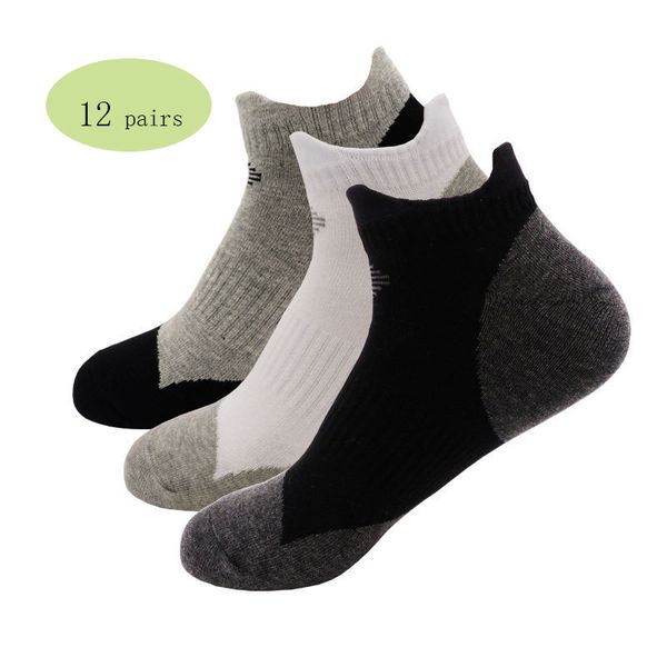 

sports socks 12 pairs men summer jogging walking athletic cotton sweat short high elastic for active wear, Black