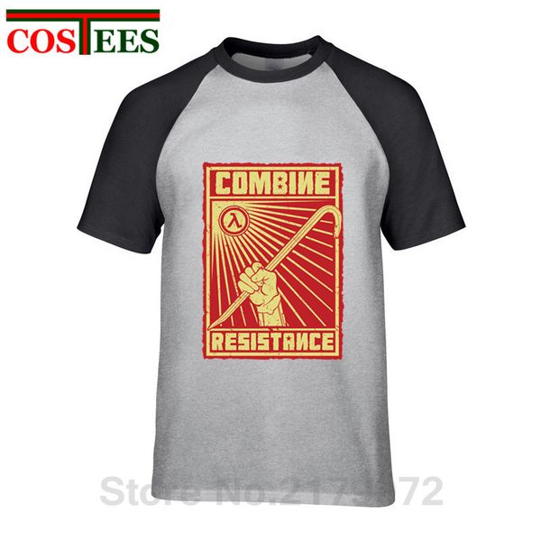 

soviet retro style cover design join the resistance against the combine in half life 2 t shirt homme walk away a an t-shirt, White;black