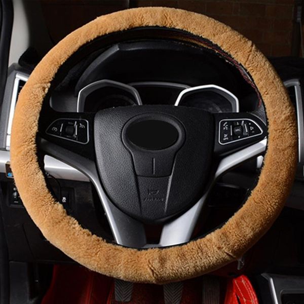 

1pcs wool furry fluffy thick car steering wheel cover dark blue color winter