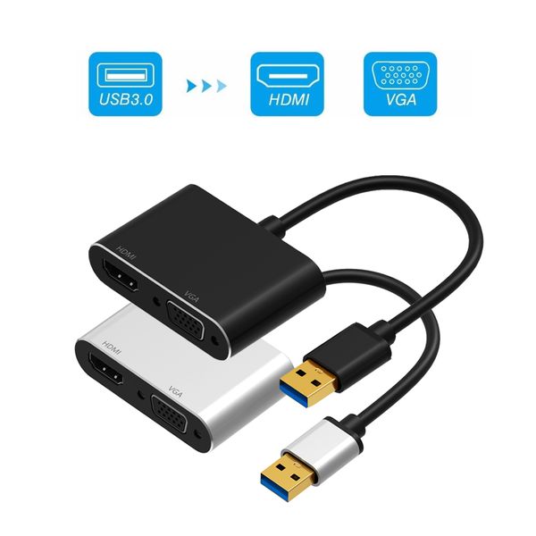 

video adapter 2in1 usb 3.0 to vga hdmi 1920x1080p video graphics cable adapter converter for computer pc laphdtv projectors monitors