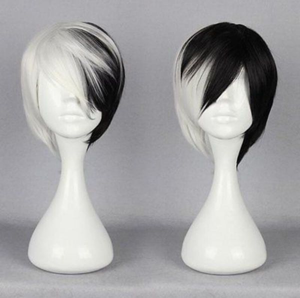 Wig New Half Black Half White Short Wig Anime Cosplay Cruella