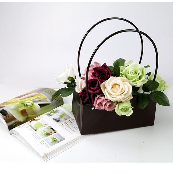 

waterproof pvc flower bag basket plastic gift wrap packaging box wholesale