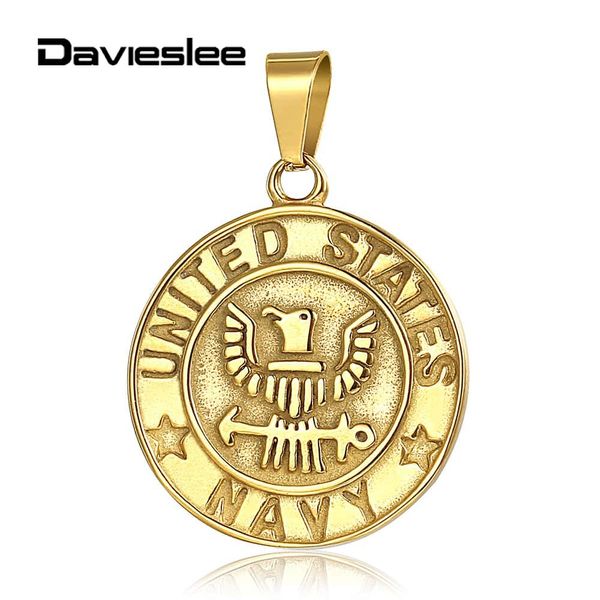 

davieslee 2019 stainless steel united states marine corps army navy commemorative pendant charm for men collectible gift dkpm146, Silver