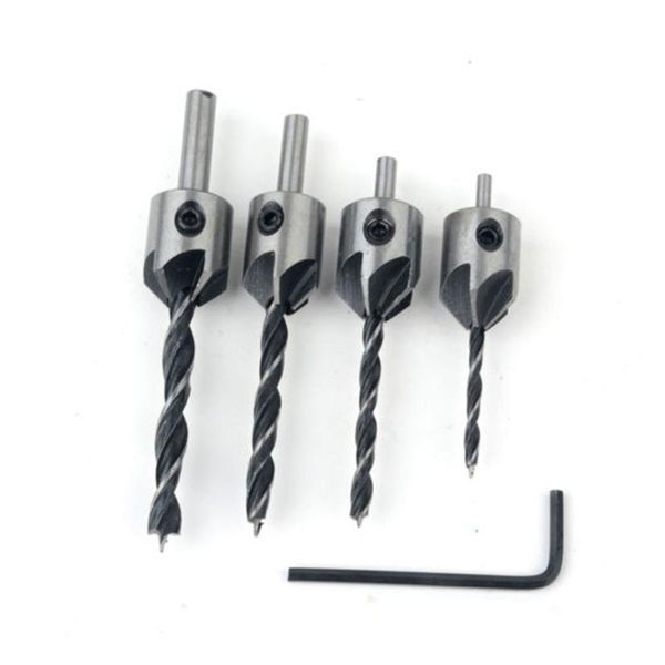

5 flute countersink drills bit hss drills bit reamer set for woodworking chamfer 3-6mm