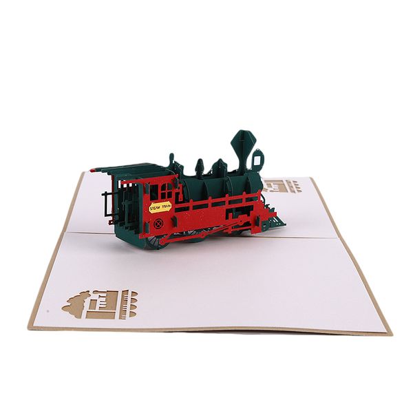 

vintage 3d up paper laser cut greeting cards creative handmade retro train birthday postcards for lover thank you cards
