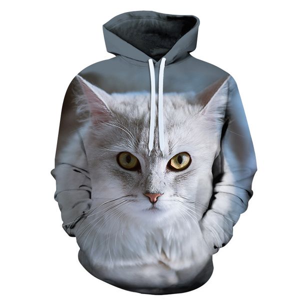 

cat series hoodie personality fashion street hoodie coat white cat black cute sweatshirt baseball wear lovers