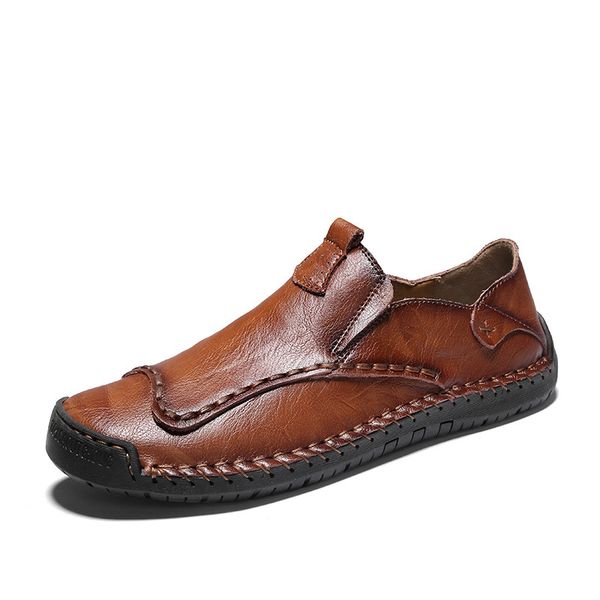 

mens casual shoes comfortable spring autumn handmade loafers man shoes genuine leather shoes men flats moccasins plus size 38-48, Black