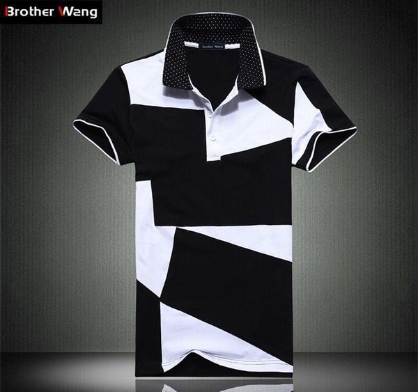 

designer polo shirt male summer fashion new men s black and white stitching cotton short polo -sleeved polo shirt slim men 5xl 6xl, White;black