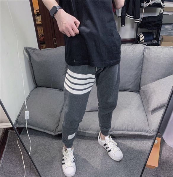 

19fw new luxurious brand design thom tb long pants terry trousers all-match fashion hip-hop high streetwear cool sports browne trousers, Brown;gray