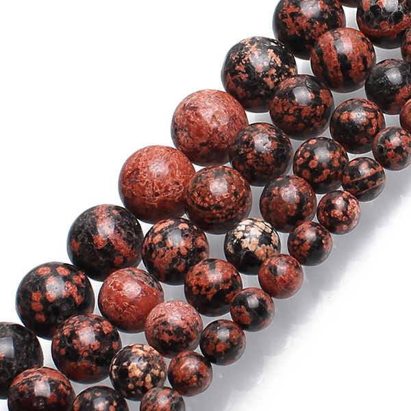 

natural mahagony snowflake jasper stone round beads for jewelry making bracelet 15inches 6/8/10/12mm pick size