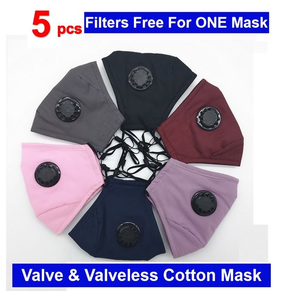 

5 PCS Фильтры бесплатно с одной маской DHL 1 день Бесплатная доставка взрослых хлопок моющийся многоразовый Face Mask Красочный Multi-Color Mask