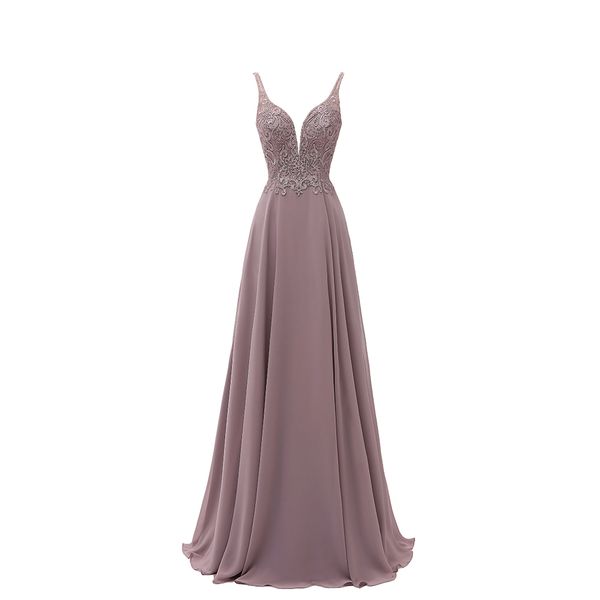 

Sexy Backless Bridemaid Dress 2019 new cheap lace Applique Bridesmaid dresses V-Neck Spaghetti Wedding Party Dress Long