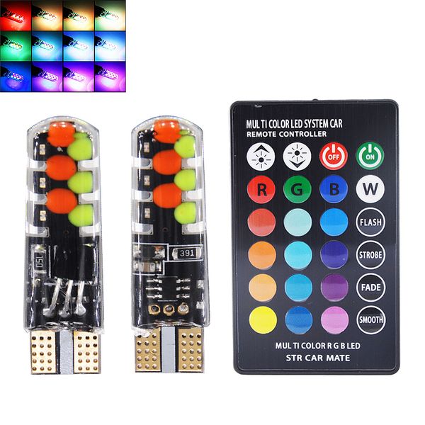 

10set remote control car interior rgb 12 led reading light t10 w5w cob auto accessories strobe lights atmosphere lamp