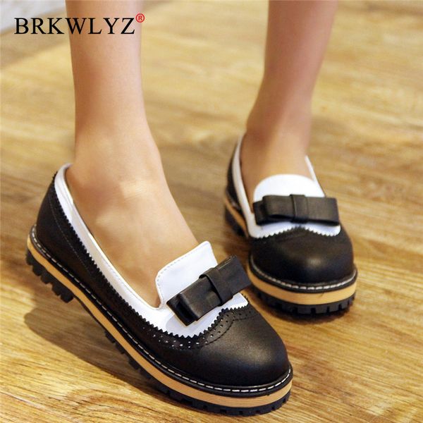 

new 2020 bow shoes women flats comfortable slip on loafers vintage lolita ladies flat shoes black zapatos mujer loafers