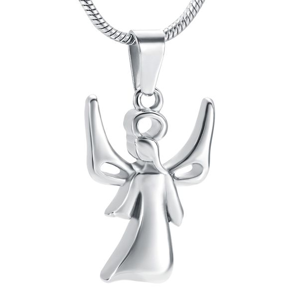 

zzl091 fairy shape women gift stainless cremation urn necklace with screw hold ashes for loved ones funeral casket keepsake jewellery, Silver