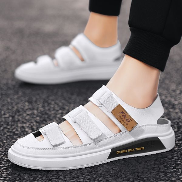 

unn 2020 summer men's sandals close toe fashion men sandalias outdoor camping casual sandal sneakers for man white, Black