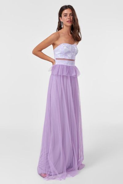 

trendyol lila transparent detail evening dress tpraw19ut0002, White;black