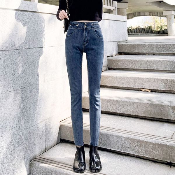 

women's jeans women ankle pants legs leggings pull-on skinny elastic trousers pencil girl hip raise blue thin slim fit sexy