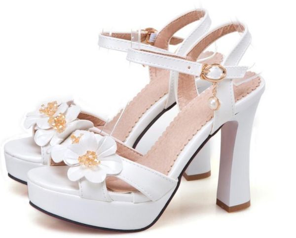 

2019 flower women's sandals in summer with new style high heel coarse heel waterproof table@196, Black
