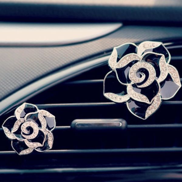 

2pcs car ornament camellia perfume clip air freshener auto air condition vent perfume flower decoration cool interesting design