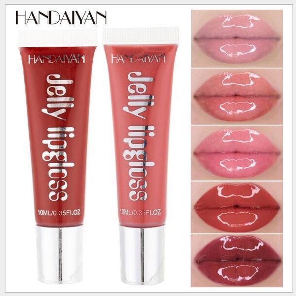 Бренд HANDAIYAN Jelly Lip Gloss Увлажняющий сливочный блеск Жидкая помада для губ Plumper Repair Уменьшите маску для губ красоты DHL бесплатная доставка