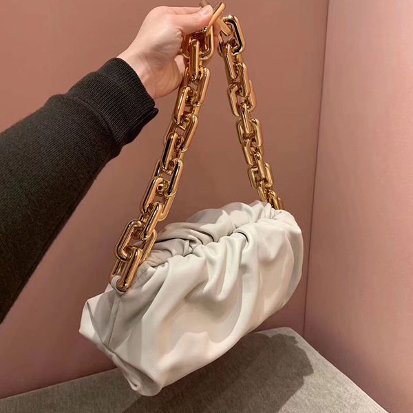 

cowhide thick chain cloud hand ladle shoulder underarm bag female newset luxury handbags women bags designer