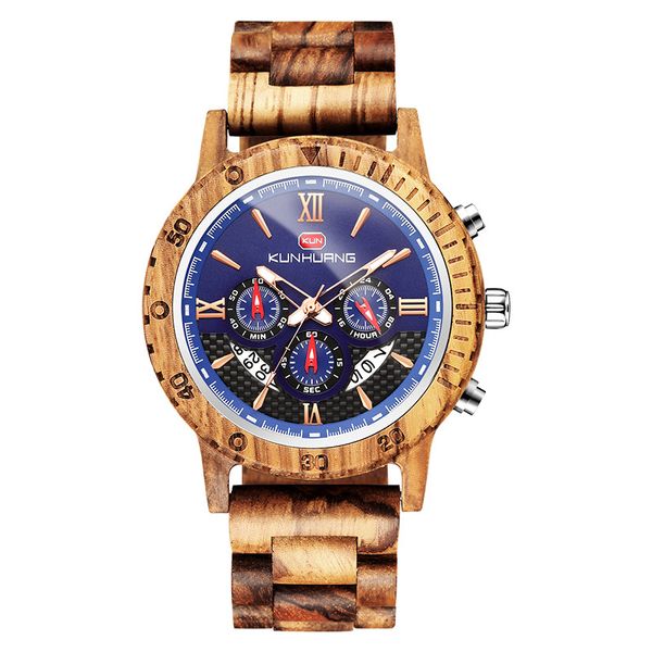 

wooden watch 1014 date display casual men luxury wood chronograph sport outdoor military quartz watches wood relogio masculino, Slivery;brown