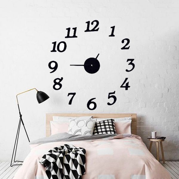 

3d home decoration diy wall clock unique small number stickers self adhesive home decor modern wall clocks