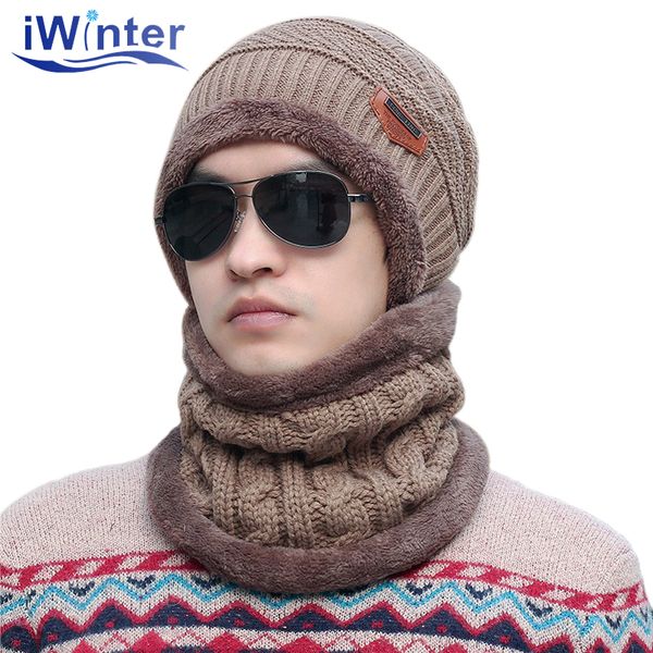 

iwinter 2019 winter beanie hat for men women warm cap skullies beanies knitted outdoor thicken warm hat 2 pcs