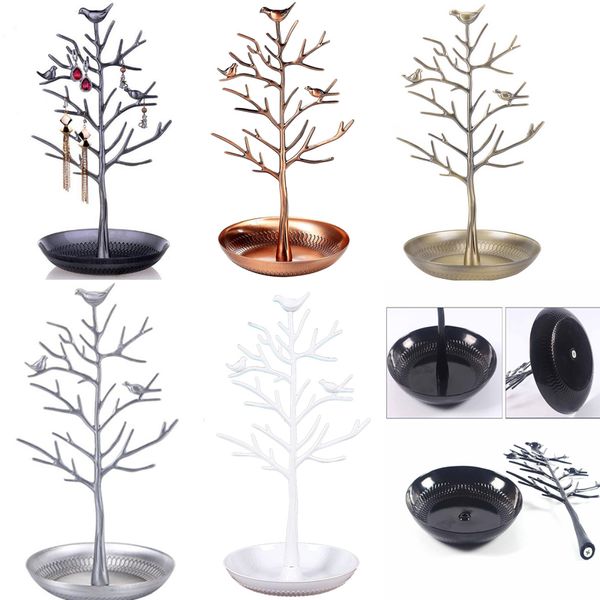 

multi colors bird tree earrings ring jewelry stand etagere showcase jewelry watch display organizer holder show rack packaging, Pink;blue