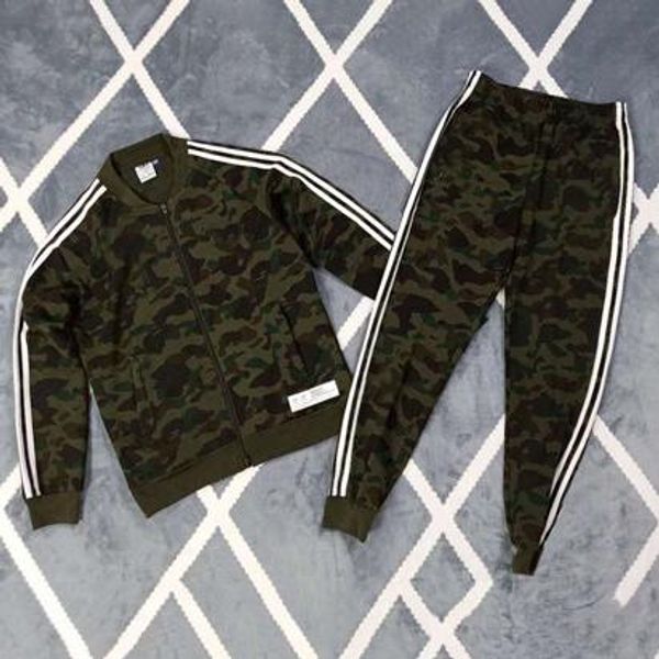 

wholesale designer mens tracksuits monkey head print camouflage brand letter print fashion casual sports suits kits jacket + pant ce98204, Gray