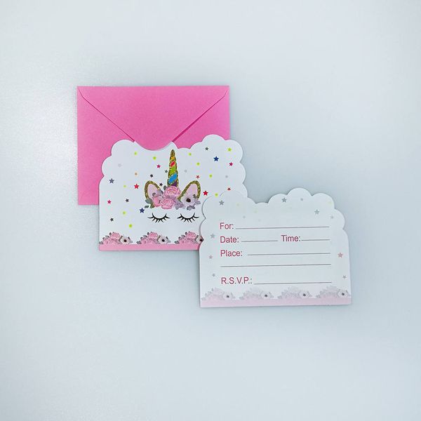 

unicorn theme greeting card birthday party invite friends holiday wishes party supplies cartoon animals