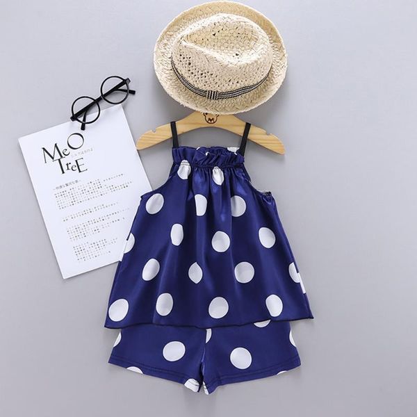 

2pcs summer toddler baby girls pajamas dot print suspender +shorts sleeve sleepwear off-shoulder outfits pijama infantil, White