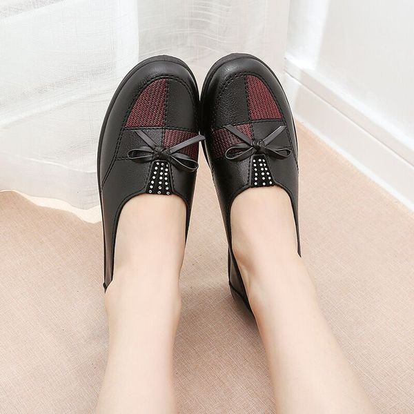 

new pu leather women shoes woman flats fashion female casual work ballet flats ladies mother shoes slip on loafers 358, Black