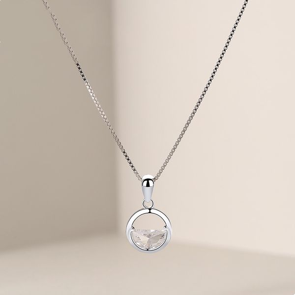 

genuine s925 sterling silver female clear spring water pendant simple personality zircon fashion empty support pendant jewelry