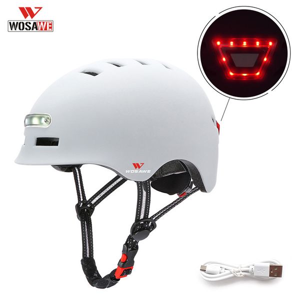 

wosawe waterproof motorcycle helmets usb rechargeable headlights safety tail lights bike motorbike riding caps scooter helmet