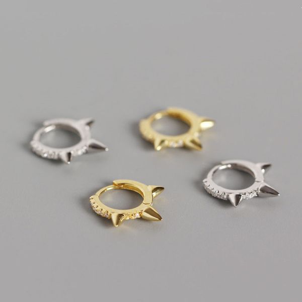 

wtltc 925 sterling sliver tiny huggie hoop earrings for women small helix cartilage earrings minimalist spike huggies, Golden;silver