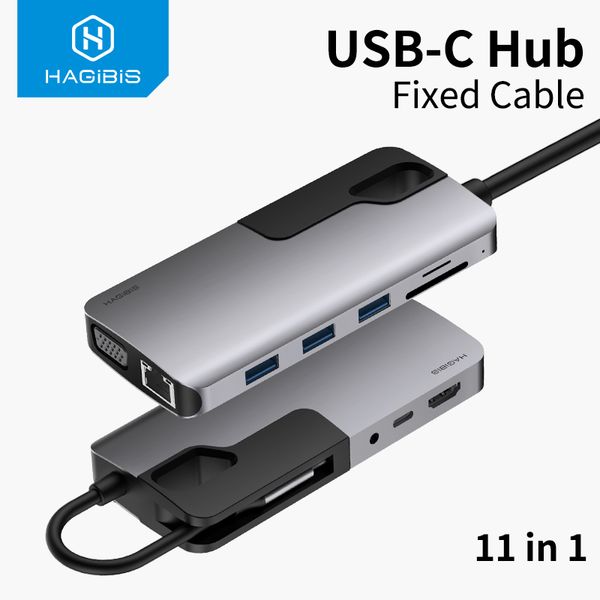 

usb c hub type c to usb 3.0 hub hdmi vga adapter thunderbolt 3 dock 3.5mm audio rj45 adapter pd charging for macbook pro