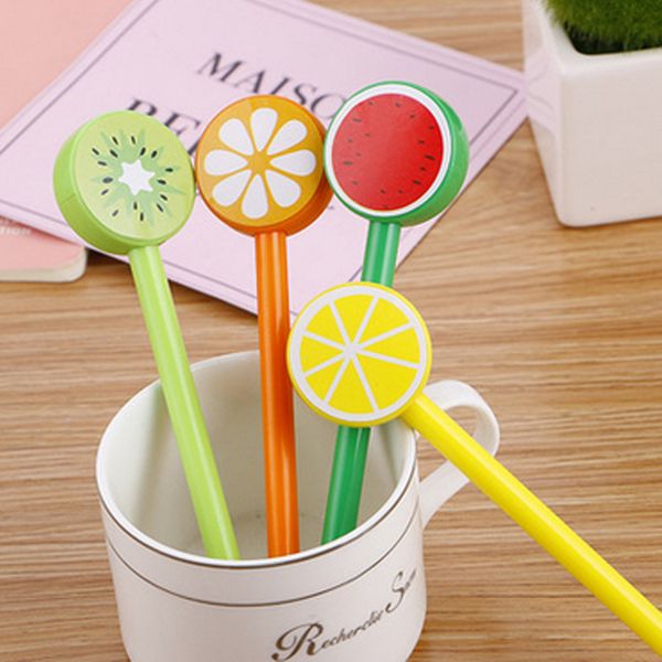 

40 pcs/lot creative fruit gel pen cute 0.5 mm black ink signature pen school office writing supplies promotional gift