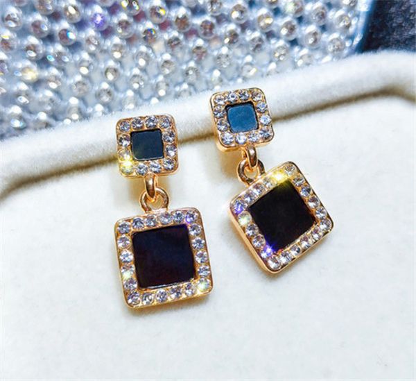 

s925 silver needle black drop oil round earrings female simple earrings wholesale