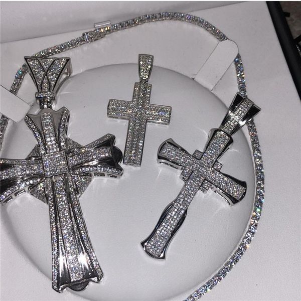 

diamond cross pendant necklace 925 sterling silver pave cz party hiphop cross pendant for women men wedding jewelry